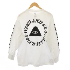 ポーラー POLER WIND AND SEA Tシャツ ロンT 長袖 クルーネック ロゴ プリント バイカラー L 白 ホワイト 黒 ブラック /BB