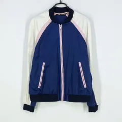 ザラ レディース バイカラー ポリ ジップアップ ジャケット ブルーM (HU43300)