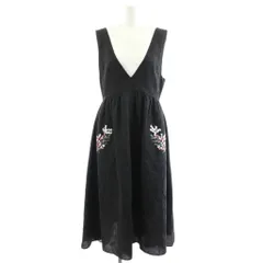 チェスティ Chesty ポケット刺繍ジャンパースカート ワンピース ミモレ ロング ノースリーブ ジャカード 0 黒 ブラック 23C505 /AN43