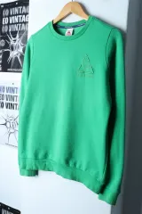 W(M) le coq sportif スウェット Tシャツ スモールロゴ グリーン オールドスクール-178AF