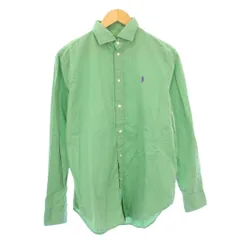 ポロ ラルフローレン POLO RALPH LAUREN カジュアルシャツ 長袖 レギュラーカラー ロゴ 刺繍 ワンポイント ワンカラー M 緑 グリーン /BB