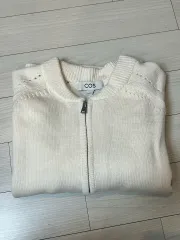 COS アイボリー ニット ジップアップ カーディガン