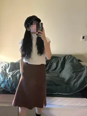 クレージュ ロゴ ヴィンテージ レッドブラウン スリット スカート ミディ丈