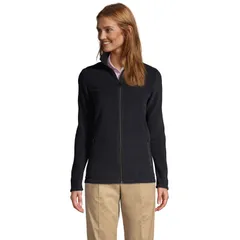 ランズエンド レディース アウター ジャケット・ブルゾン フリース Womens Lands End FullZip Long Sleeve Fleece Jacket Black ブラック