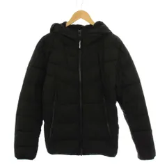 カルバンクライン CALVIN KLEIN 中綿ジャケット ジップアップ アウター M 黒 ブラック 無地 フード付き /YM