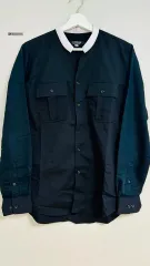 206 オム スタンドカラー ブラック コットン シャツ EU48