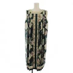 ロイスクレヨン Lois CRAYON ワンピース ひざ丈 ノースリーブ プリーツ 総柄 M 緑 /BM