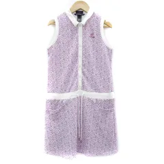 ゾーイ ZOY シャツワンピース ひざ丈 ノースリーブ ラインストーン 刺繍 38 M ピンク ホワイト 白 /YM11