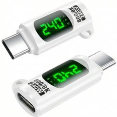 【即日発送】V2.0 Type C 変換アダプタ LEDワットスクリーン表示 USB4.0 PD対応 240W急速充電 8K@60Hz映像出力 オス-メス スマートチップ搭載 80Gbps高速データ転送 YFFSFDC OTG usb c ケーブル用 MacB