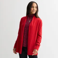 クロフト＆バロー レディース アウター ニット・セーター カーディガン Womens Croft Barrow Thextra Soft Closureless Cardigan Inviting Red レッド