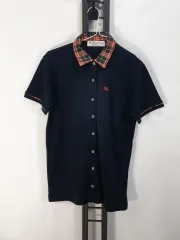 バーバリー 半袖 シャツ CHECK カラTシャツ ネイビー レディース L