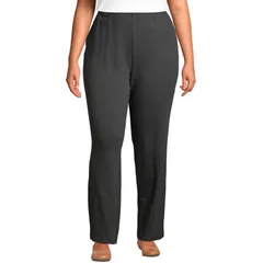 ランズエンド レディース ボトムス カジュアルパンツ プラスサイズ ニット ハイウエスト Plusize Lands End Sport Knit HighWaist PullOn Pants Dark Charcoal チャコール