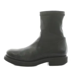 ファビオルスコーニ FABIO RUSCONI ラウンドトウスストレッチブーツ ショートブーツ 厚底 レザー 37 黒 ブラック /AN33