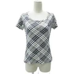 バーバリー ロンドン BURBERRY LONDON カットソー 半袖 38 M 白 チェック柄 ラウンドネック ロゴ刺繍 /SY19 ■GY61