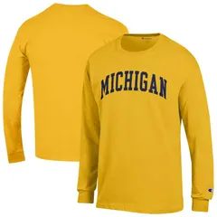 チャンピオン メンズ トップス Tシャツ Mens Champion Maize Michigan Wolverines Basic Arch Long Sleeve TShirt Mic Gold ゴールド