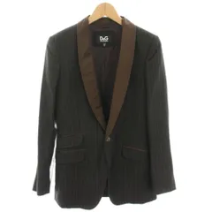 ディー&ジー ドルガバ ドルチェ&ガッバーナ D&G テーラードジャケット シングル ストライプ柄 絹 シルク混 40 茶 ブラウン 黒 ブラック SJ0343 /YT