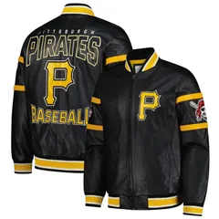 カール バンクス メンズ アウター ジャケット・ブルゾン レザー Mens GIII Sports by Carl Banks Black Pittsburgh Pirates FullZip Leaのサムネイル