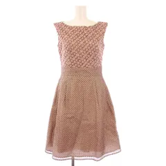 トッカ TOCCA フレアワンピース ひざ丈 ノースリーブ クルーネック 花柄 0 ピンク ベージュ /BB