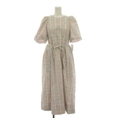 セルフォード CELFORD 21SS ワンピース ロング チェック 2 白 マルチカラー パフスリーブ 半袖 CWFO214102 /YM