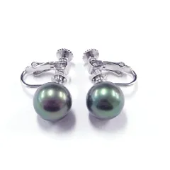 【即日発送】黒蝶貝パールイヤリングorピアス ピーコックグリーンカラー