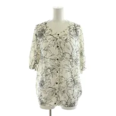 マックスマーラステュディオ Max Mara Studio カーディガン ニット 花柄 半袖 フラワープリント 麻 リネン100％ M ホワイト 63410201 /NQ