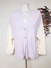 コス カラーブロック Vネック カーディガン 66 M ライトパープル