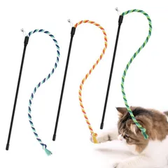 【送料無料】SONGWAY 猫じゃらし 猫 おもちゃ 人気 綿紐竿 頑丈 ストレス解消 3本3色入り