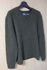 (着用画像) ポロラルフローレン ケーブルニット セーター オリーブ