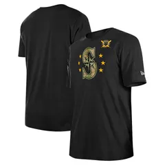 ニューエラ メンズ トップス Tシャツ Mens New Era Black Seattle Mariners 2024 Armed Forces Day TShirt Mns Black ブラック