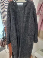 ZARA ザラ ニット ロング カーディガン ブラック