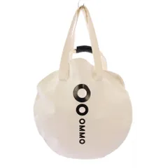 オーエムエムオー OMMO LOGO CIRCLE TOTE ロゴサークルトートバッグ ハンドバッグ ダブルハンドル プリント バイカラー キャンバス 白 ホワイト 黒 ブラック /BB