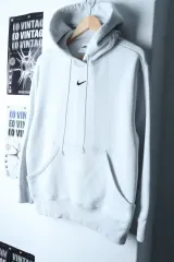 (M-L) NIKE フード付きTシャツ スウッシュ 白 起毛 オールドスクール-17877