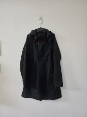 DKNY ブラック フード ロング コート