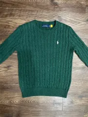 ポロラルフローレン ケーブルニット コットンセーター グリーン