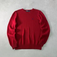 100 ポロラルフローレン レッド コットン ニット