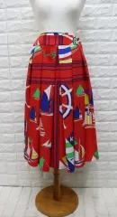 cs10 カールラガーフェルド ギャザーシャーリング 8分 スカート ウエスト30-31/倉庫ギャラリー