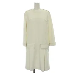 フォクシーニューヨーク FOXEY NEW YORK ワンピース ひざ丈 40 白 ホワイト 長袖 ラウンドネック /GP