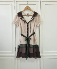 アクシーズファム (axes femme) チョコ抹茶 バイカラー シフォン ONE PIECE