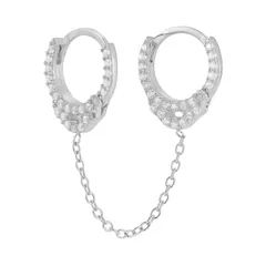 Sunkissed Sterling レディース アクセサリー ピアス・イヤリング Sunkissed Sterling Cubic Zirconia Double Piercing Earring Silver Tone シルバー