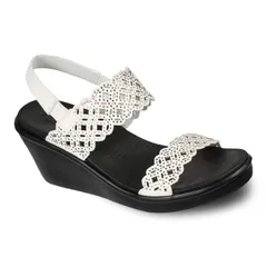 スケッチャーズ レディース シューズ サンダル Skechers Rumble On Sassy Dayz Womens Wedge Sandals White ホワイト