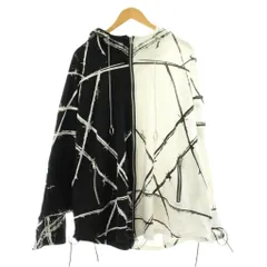 シヴァーライズ CIVARIZE ノベゼル バイカラーレースアップポンチョジップパーカー 長袖 ドルマンスリーブ 総柄 F 黒 ブラック 白 ホワイト CV21-E10-8 /KU