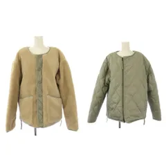 タイオン TAION リバーシブル ダウンジャケット キルティング ボア M ベージュ カーキ /KH