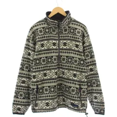 エルエルビーン L.L.BEAN ヴィンテージ 90s POLARTEC フリースジャケット プルオーバー スタンドカラー ハーフジップ 総柄 グレー /BB
