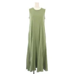 ロンハーマン Ron Herman フレアワンピース マキシ ロング ノースリーブ クルーネック 無地 ストレッチ XS 緑 グリーン /BB