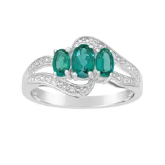 Gemminded レディース アクセサリー リング Gemminded Sterling Silver LabCreated Emerald LabCreated White Sapphire Ringreen グリーン