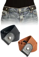 [TOMOTHY] ゴムベルト レディース メンズ 2本セット バックルなしベルト ノーバックルベルト ズボン ずり落ち防止ベルト ブラック ブラウン [ブラック/ブラウン]