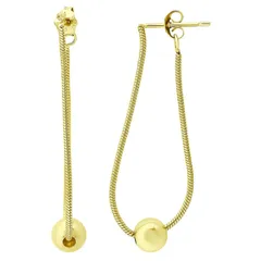 Aleure Precioso レディース アクセサリー ピアス・イヤリング Aleure Precioso Snake Chain Bead FrontBack Earrings Gold Tone ゴールド