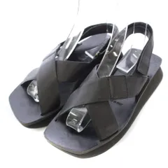 プラダ PRADA ストラップサンダル スクエアトゥ 厚底 レザー ワンカラー 36.5 黒 ブラック /BB