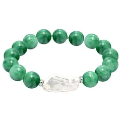 Aleure Precioso レディース アクセサリー ブレスレット・バングル・アンクレット Aleure Precioso Gemstone Biwa Cultured Pearl Stretch Bracelet Green Howlite グリーン