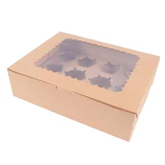 [エール] カップケーキ ボックス (10個セット) ケーキ 箱 (タイプD*クラフト) [タイプD*クラフト]